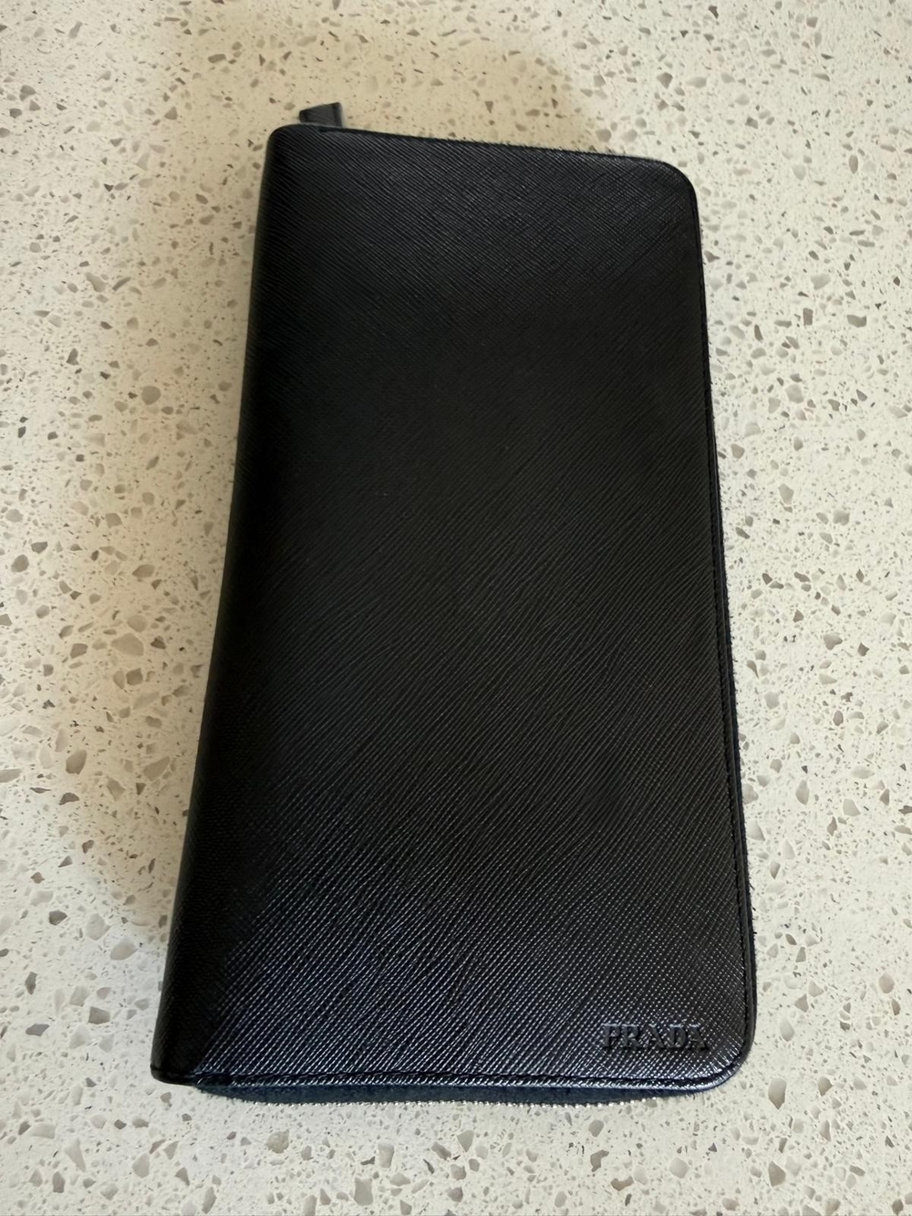 Prada Black Saffiano Leather Zip Wallet